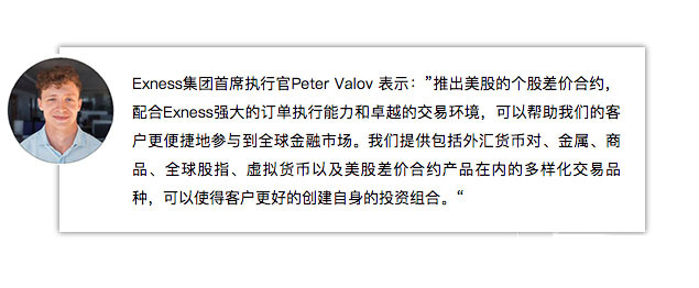 Exness集团升级交易品种，推出美股差价合约产品